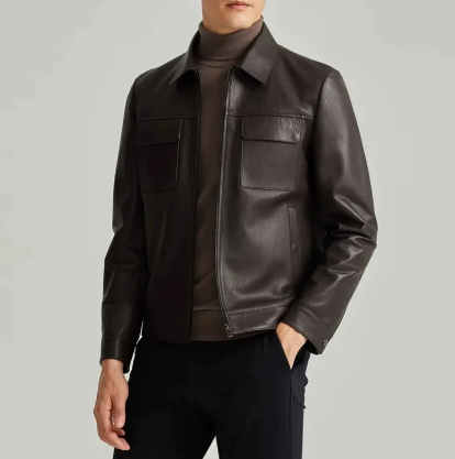 源头厂家秋季新款真皮皮衣男复古男士皮夹克